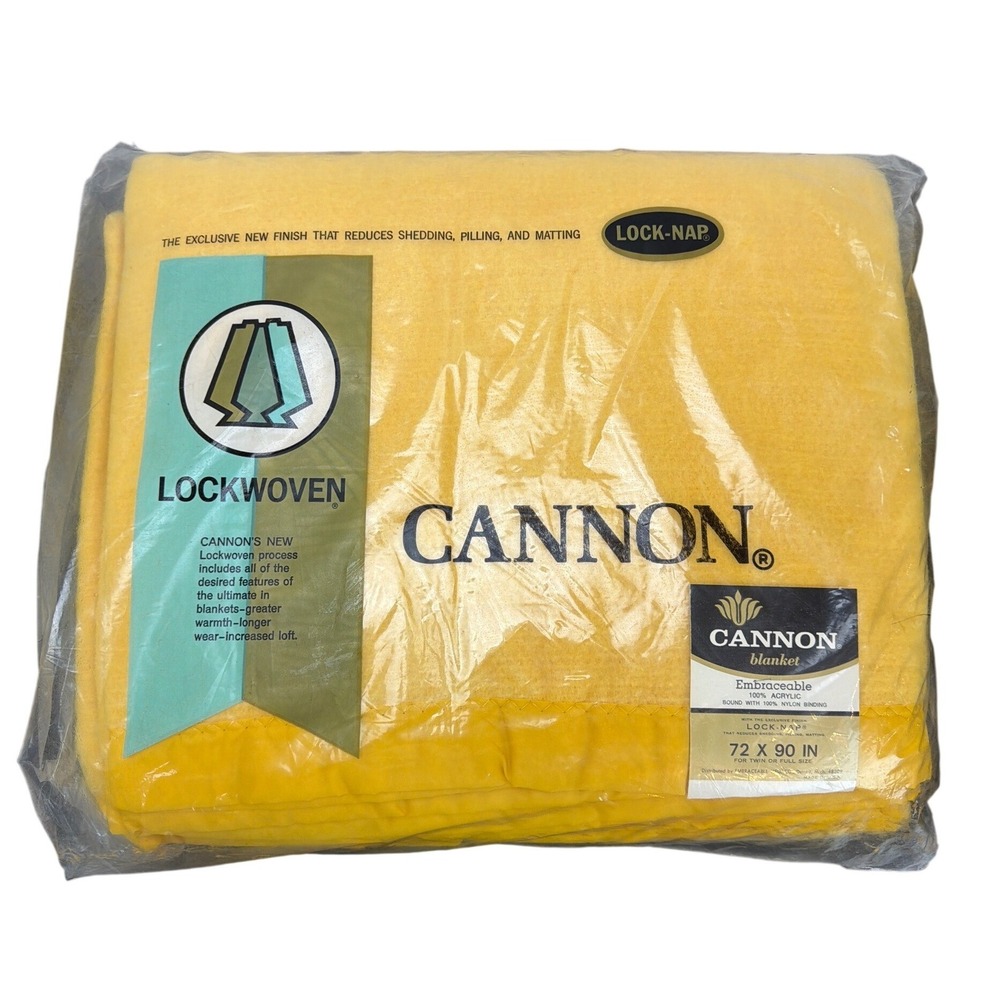 Cannon Lockwoven Embraceable 100% Acrylic Lock-Nap Finish 72X90" Vintage New